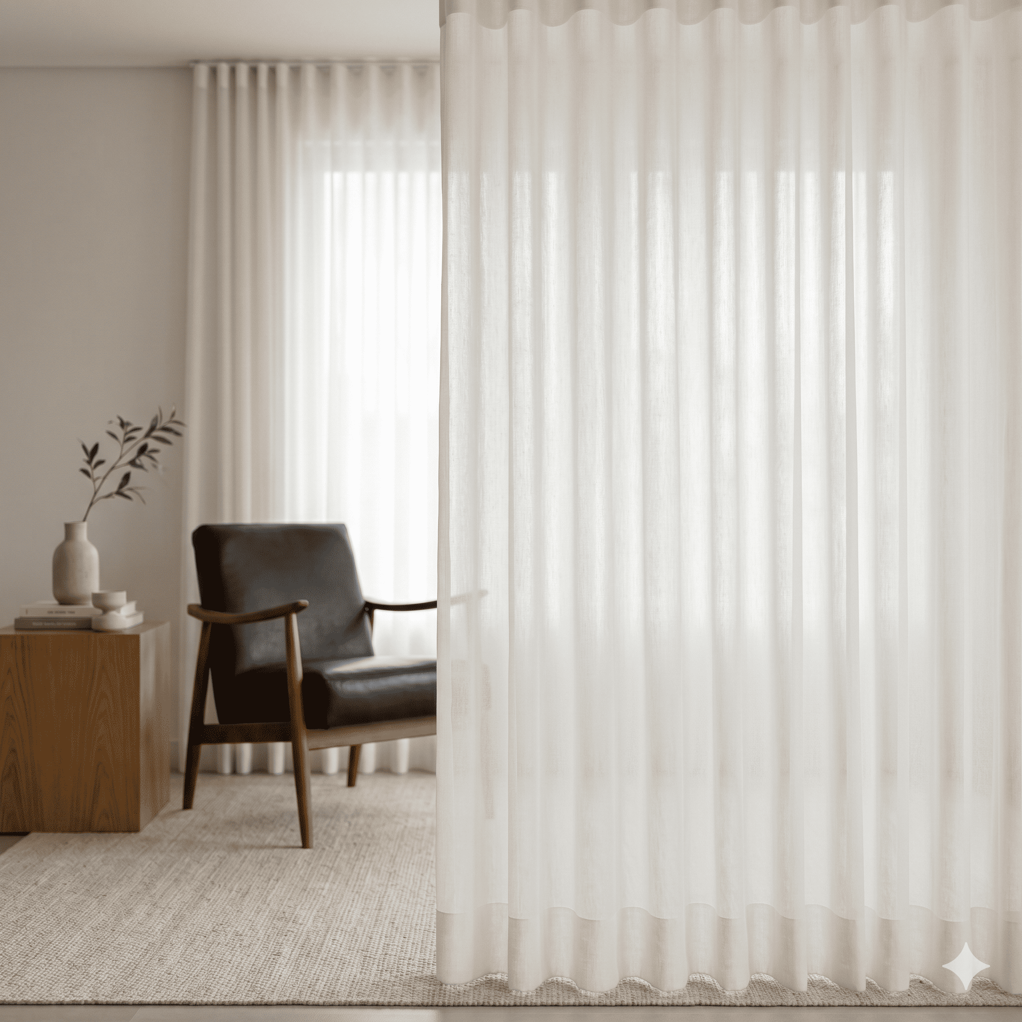 Cortina Wave em voil branco