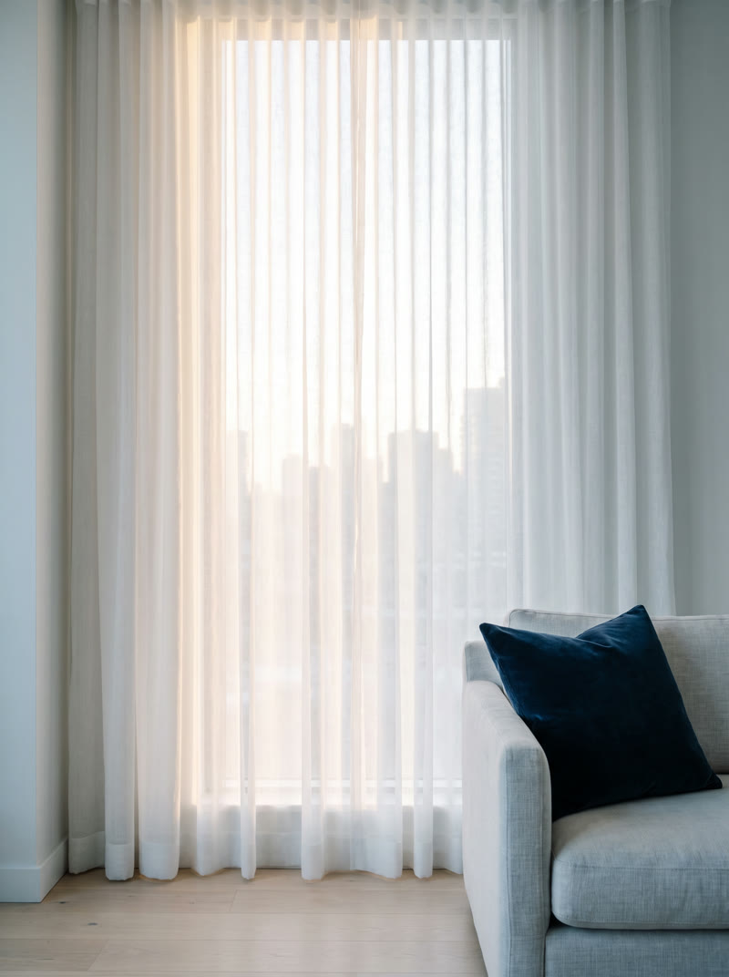 Ambiente com cortina modelo Voil